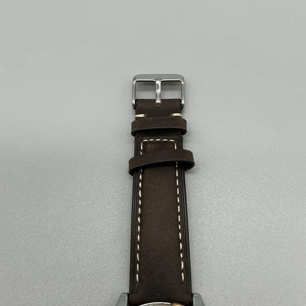Freestyle Mens Watch 40mm White Dial Brown Leather Rotating Bezel New Battery